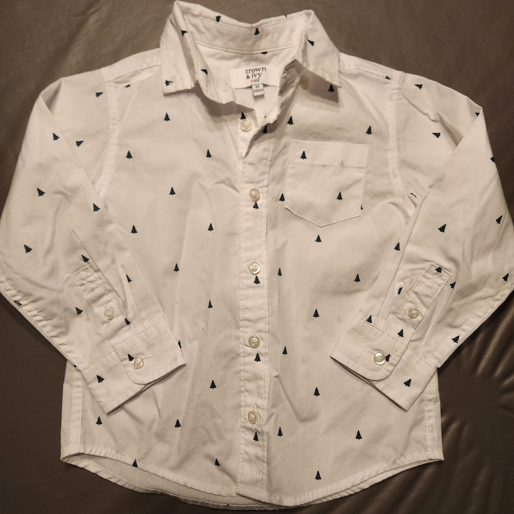 Christmas tree button up shirt 3T